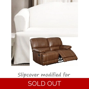 Dual Reclining LOVESEAT Slipcover T Cushion White Cotton Sure Fit